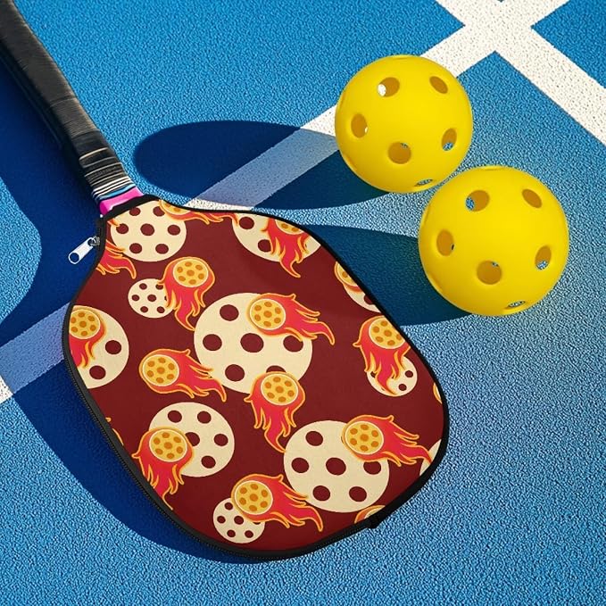 Pico Ball Flame Pickleball Paddle Cover Lightweight Pickle Ball Racket Case with Smooth Zipper 8.7 X 11.4 Inch Racket Sleeve Stylish Pickleball Covers for Paddles Gift for Women Men