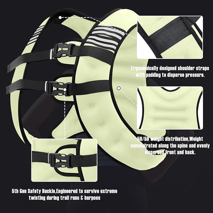 NATURELUX Weighted Vest Men or Women - 5/10/15/20/25/30lbs Weights with Reflective Stripe, Weighted Vest for Workout Equipment for Strength Training Running - Walking Weight Loss
