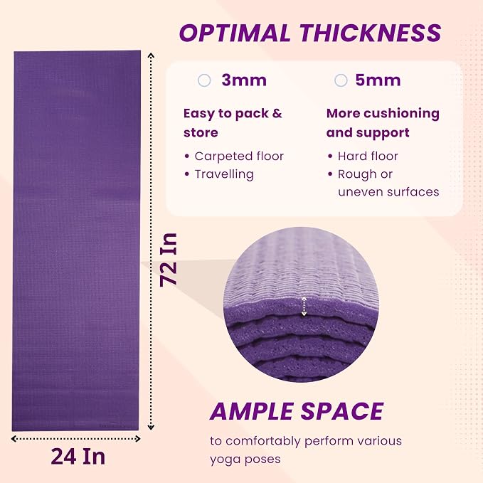 𝗘𝘃𝗲𝗿𝘆𝗱𝗮𝘆 𝗬𝗼𝗴𝗮 Deluxe Mat and Yoga Foam Block Set - Non Slip, Eco Friendly, Anti-Tear, 3mm Thickness for Yoga