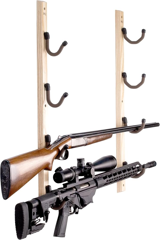 Hold Up Displays USA Made Gun Rack Horizontal Hardwood Shotgun Rifle Fishing Rod Hanger (pair)