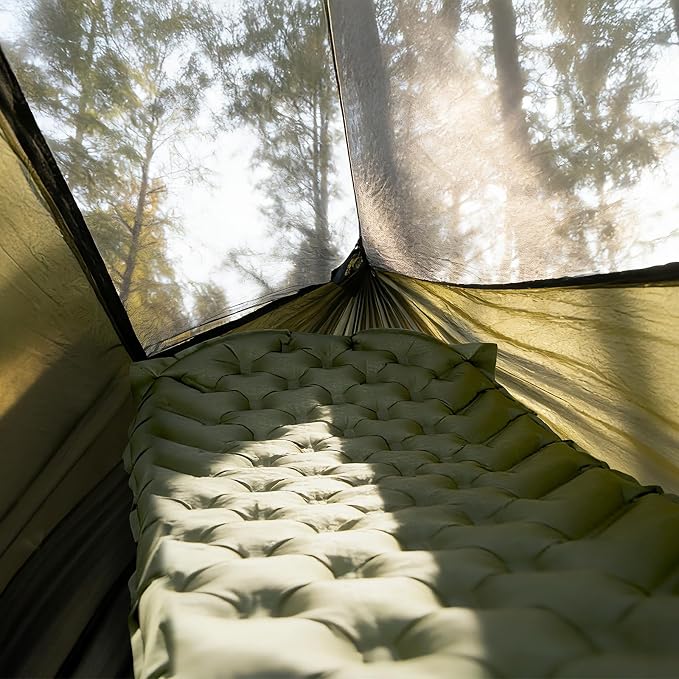 Night Cat Hammock with Mosquito Net: Portable Kit with Sleeping Pad for Solo Camping Durable Nylon Compact Lightweight Spacious 11ft Hammock for Backpacking Hiking Travel Yard and Outdoor Activities