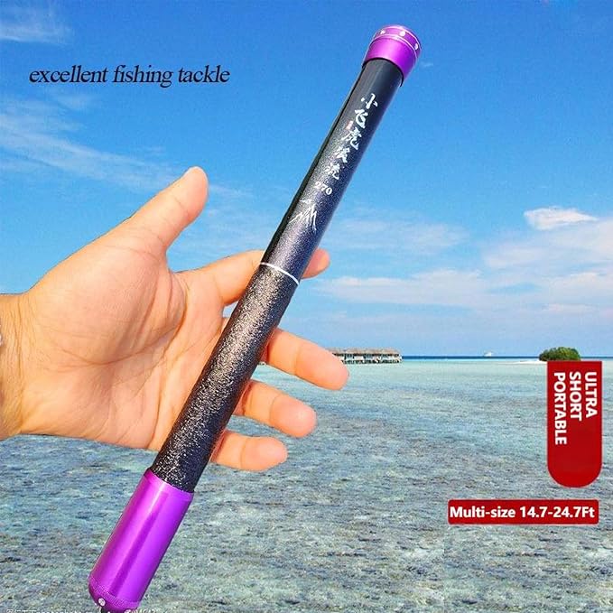 Carbon Fiber Telescopic Tenkara Rod Travel Rod Fishing Pole Kit for Bass
