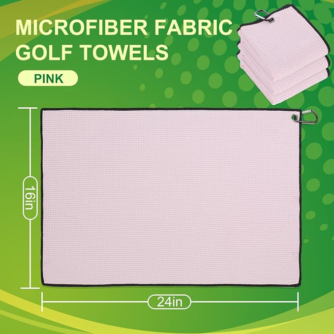 Batiyeer Golf Towels Bulk for Bags 16'' x 24'' Microfiber Waffle Pattern Golf Towels Trifold with Clip for Hiking,Tournament, Yoga