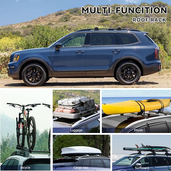 300Lbs Lockable Roof Rack Crossbars Compatible with Kia Telluride 2023 2024 2025 X-PRO & X-LINE(for Raised Side Rails), Heavy Duty Aluminum Cross Bar Fit Luggage Luggage Kayaks Bicycles Snowboard