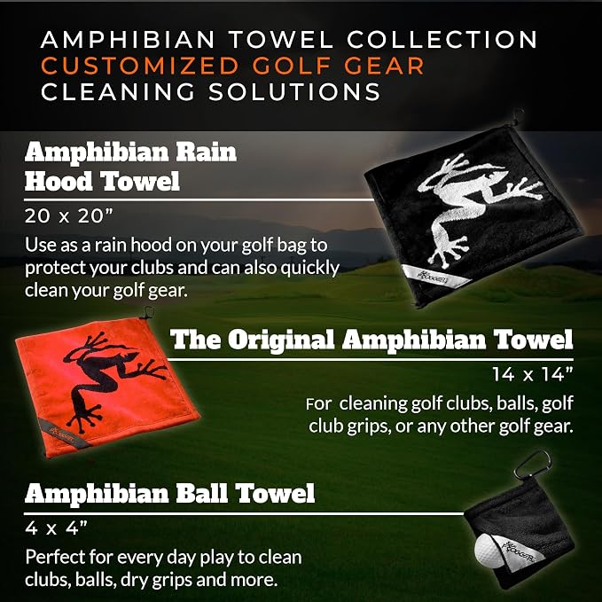 Frogger Extra Large Amphibian 2-in-1 Towel, Golf Bag Rain Hood, Cover Equipment When Raining, Clean with Wet Exterior, Dry with Interior