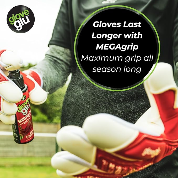Gloveglu MEGAgrip Goalkeeper Glove Grip Spray | Advanced Goalkeeper Glove Palm Grip Reviver | Improved Catching & Better Ball Handling