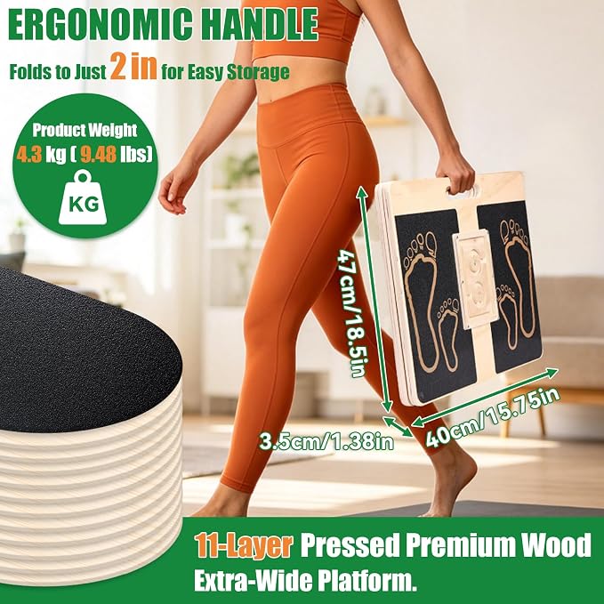Wooden Slant Board for Exercise & 17.5" Wide Calf Stretch Board | Adjustable Incline Board with 12 Angles for Squats and Physical Therapy, Funny Balance Board with 3 Difficulty Maze Tracks