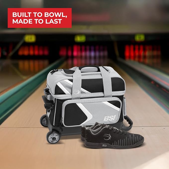 BSI Dash Roller Bowling Bag with Smooth Rolling Wheels, Padded Ball Compartment, Retractable Locking Handle, & Shoe Pocket