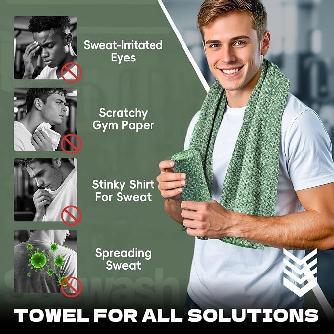 Microfiber Gym Towels for Showering Working Out Quick Dry Negative ions Large Middle Small Sizes Lightweight Gym Towel for Men Women Tennis Sports Towels for Body Hot Yoga Fitness Essentials