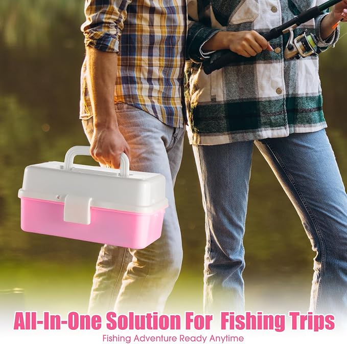 RoundFunny 3 Layers Fishing Tackle Box 414 Pcs Fishing Gift Lures Gear Kit with Tackle Included Pliers Lip Gripper Bait Hook Accessories for Beginner Fisherman Women Men, Fit Bass Trout