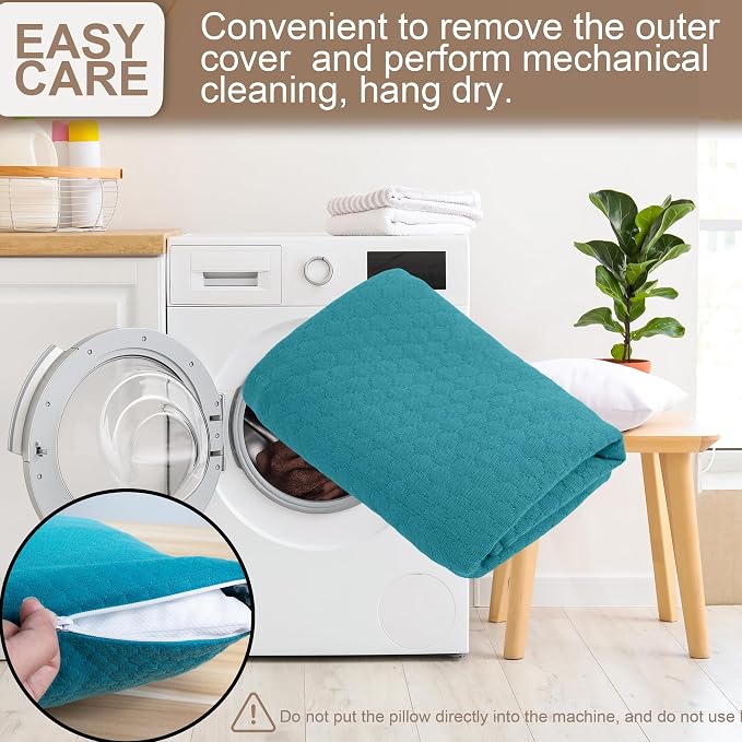 Travel Pillow Compressible Camping Memory Foam Pillow - Dark Grey M Size and Turquoise Blue M Size, Ideal Backpacking, Airplane and Car
