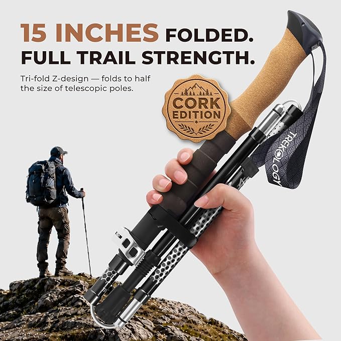 Trekology Trek-Z Collapsible Hiking & Trekking Poles - Balance Support for Seniors, Women, and Men, 2pc Per Set