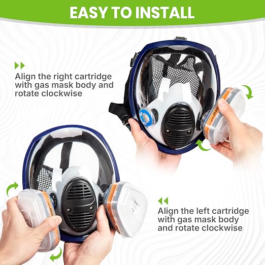 AirGearPro G-750 Full Face Respirator Mask with A1P2 Filter, Anti-Dust | Mask Ideal for Painting, Woodworking, Construction, Sanding, Spraying, DIY etc