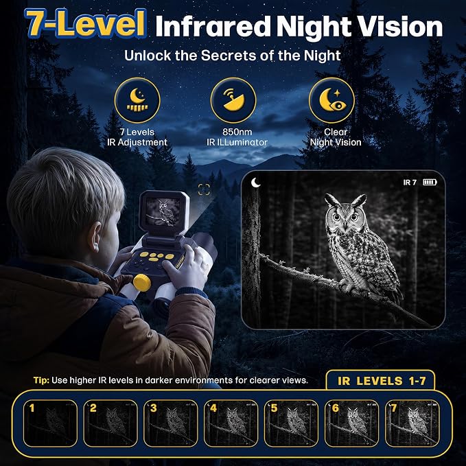 Binoculars for Kids with Night Vision,48MP Photo & 1080P Video | 10X Optical Zoom Digital Binoculars with 2.4" IPS Screen, 20 Built-in Games, STEM Outdoor Toys Gift for Boys Girls Age 4-12