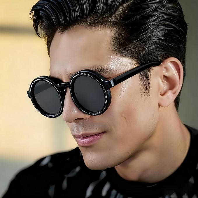Polarized Adjustable Sunglasses HD Retro Round Glasses with ND Filter Lenses for Fishing/Street Photography Men Women