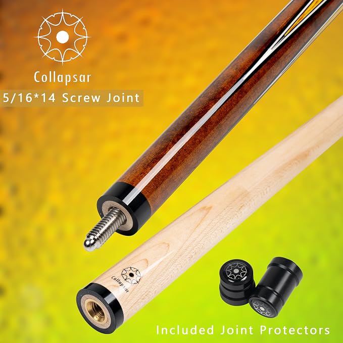 Collapsar CA Pool Stick with 1X1 Hard Case,58" Maple Professional Billiard Cue Stick,19-21 oz Pool Cue Set