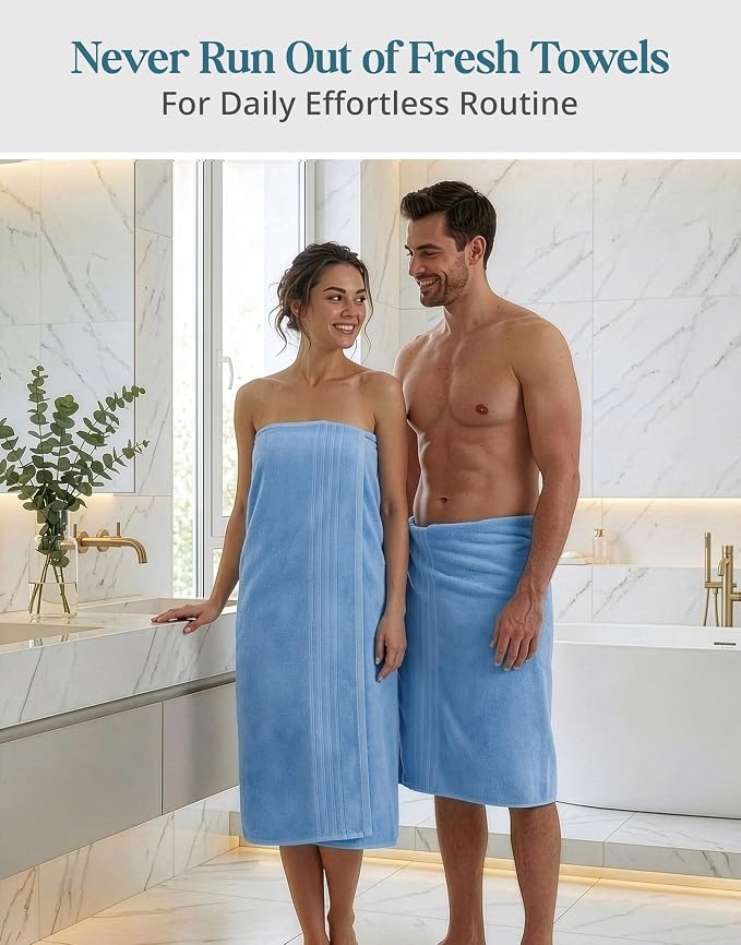 Casa Platino 100% Cotton 2 Pack Bath Sheets (36"x72") - RingSpun Cotton Extra Large Bathroom Towel Sets - Quick Dry, Soft & Absorbent Oversized Bath Towels - Machine Wash in Cold Water - Cerulean Blue