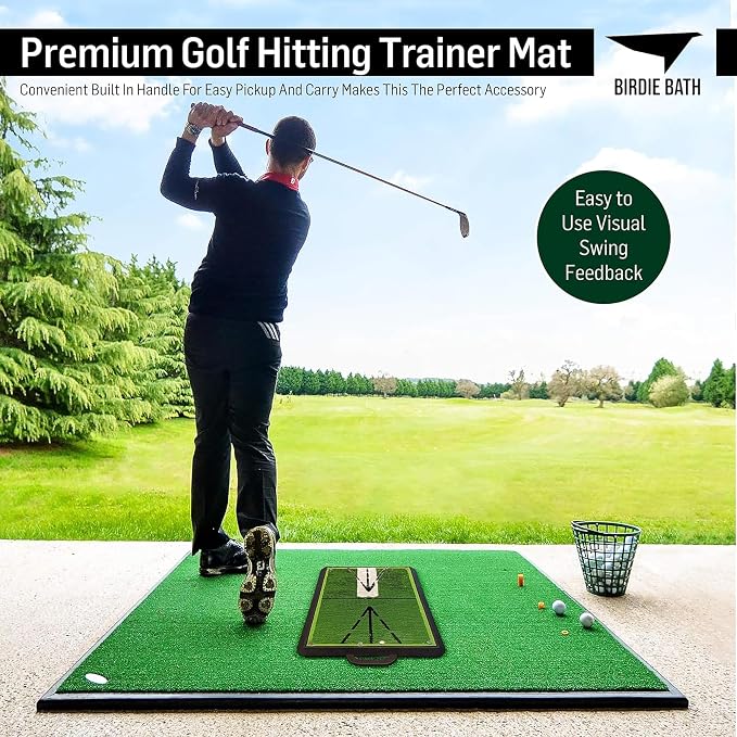 Birdie Golf: Birdie Mat Pro - Swing Training Aid, Sequin Tech Surface, Analyze Swing Path & Ball Impact, Portable in- Outdoor, 19.25" Sports Accessory