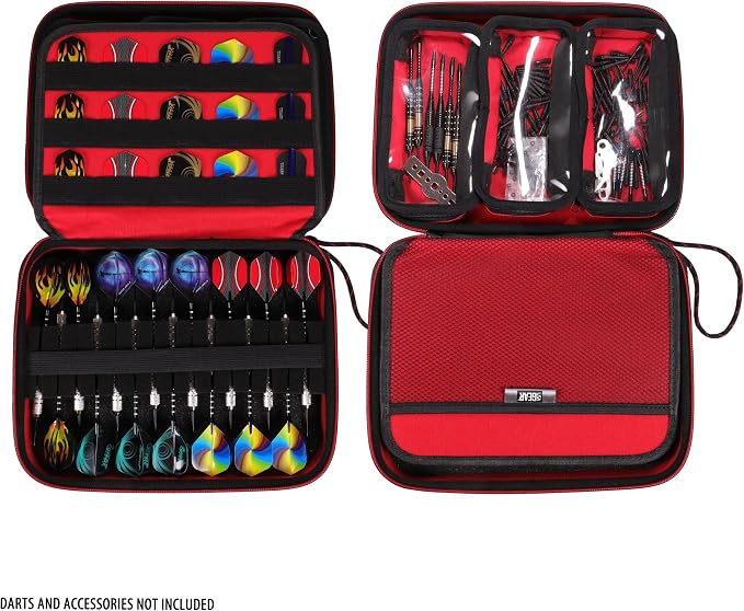 USA Gear XL Semi Hard Shell Dart Case - Protective Case for 15 Piece Dart Set, Tips, Flights and Shafts, and more Accessories - Locking Foam Design for Soft and Steel Tips - Storage Only
