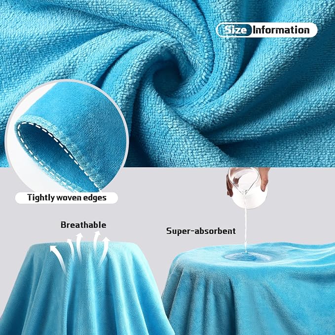 Mixweer 2 Pcs Oversized Bath Towels, 40 x 80 Inch Giant Microfiber Jumbo Bath Sheets Ultra Soft Bathroom Microfiber Quick Dry Absorbent Shower Towels for Spa Camping Beach (Lake Blue)