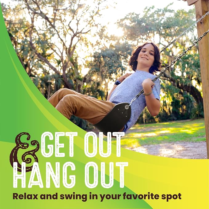Swurfer Tree Outdoor Swing Set Swings – Playground Swing Seat Replacement, Swing Set Accessories, Easy Installation, Comfortable Heavy Duty Rubber Coated Chains, Weather Resistant, Ages 4 and Up