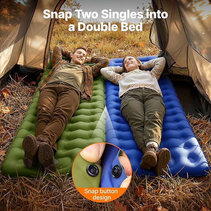 OGERY Sleeping Pad, Ultralight Inflatable Sleeping Pad for Camping with Pillow Built-in Foot Pump, 6" Extra-Thick Reinforced Camping Mattress for Hiking, Backpacking, Tent