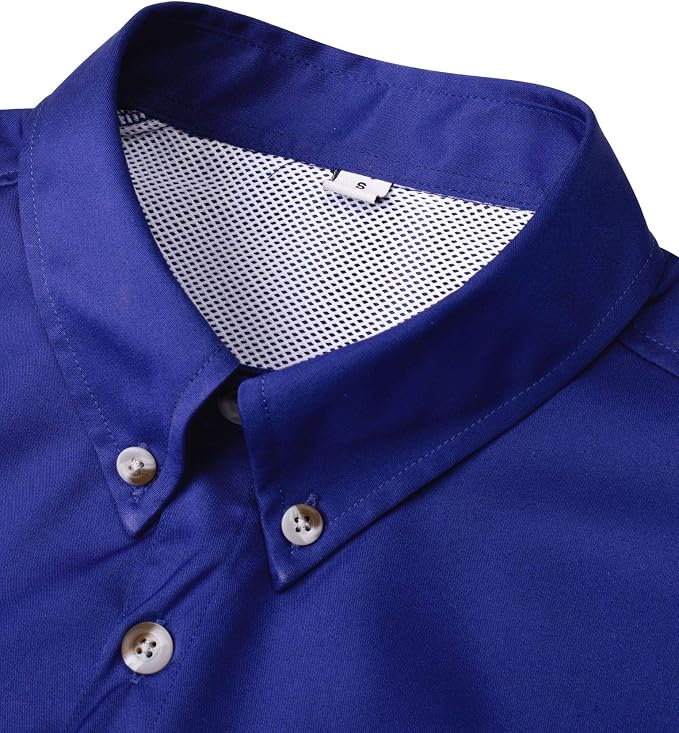 Alimens & Gentle Short Sleeve Fishing Shirt Wicking Fabric Sun Protection Casual Button Down Shirts