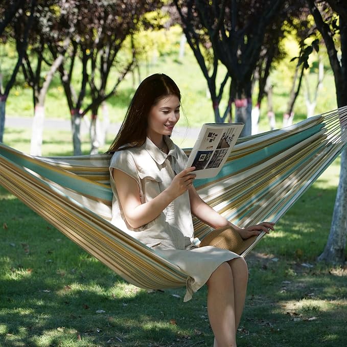INNO STAGE 2 Persons Hammock - Brazilian Double, Portable Camping Bed for Patio, Backyard, Porch, Outdoor & Indoor Use - Soft Cotton with Carrying Bag
