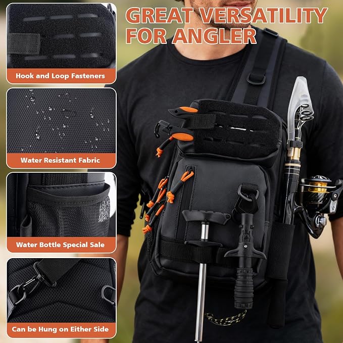 Hikary Fishing Backpack with Tackle Boxes,Fishing Tool Kit,Lightweight Outdoor Water-Resistant Fishing Shoulder Bag with Rod Holder Fisherman Gift Saltwater Freshwater