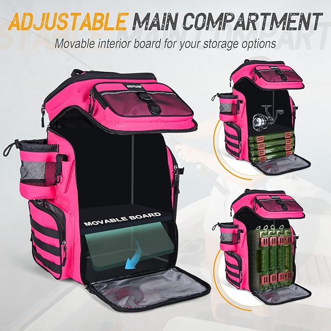 Goture Fishing Backpack with 4 Tackle Boxes, 900D Water-Resistant Tackle Backpack with Rod Holders,Insulated Cooler Compartment, 55L Large Capacity Fishing Gear Storage Bag for Saltwater & Freshwater