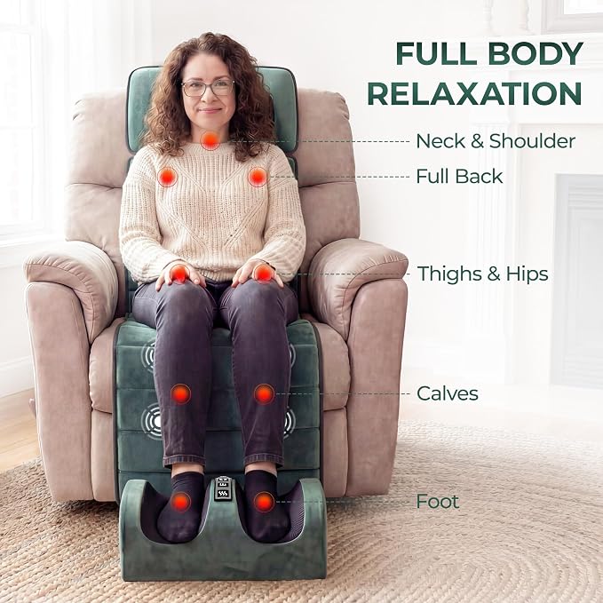 Full Body Massage Mat with Heat, Detachable Massager Pad for Deep Tissue Pain Relief, 10 Vibrating Motors for Relaxation at Home or Office