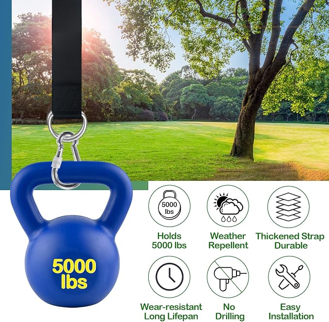Tree Swing Straps Hanging Kit - 3FT/8FT/15FT/20FT/30FT, Strong & Durable - Holds Up to 5000lbs - Adjustable Tree Swing Straps Fit for All Swings, Hammocks, Safer & Easy Installation(3 FT)