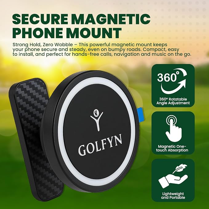 Magnetic Golf Cart Phone Holder - Go-to Golf Cart Phone Holder Mount Gift Set, 6-in-1 Kit and Accessories Bundle for Men and Women, Compatible with iPhone, Android, MagSafe