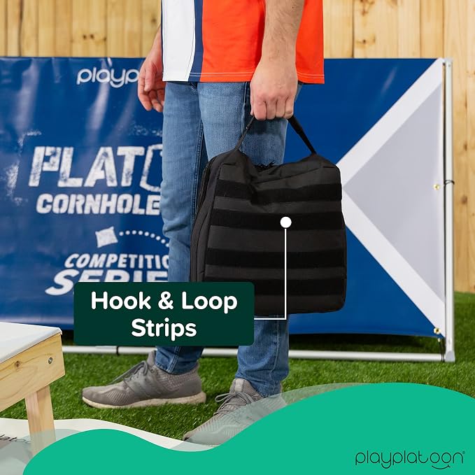 Play Platoon Cornhole Bag Carrying Bag, with 4 Separation Pouches, Black