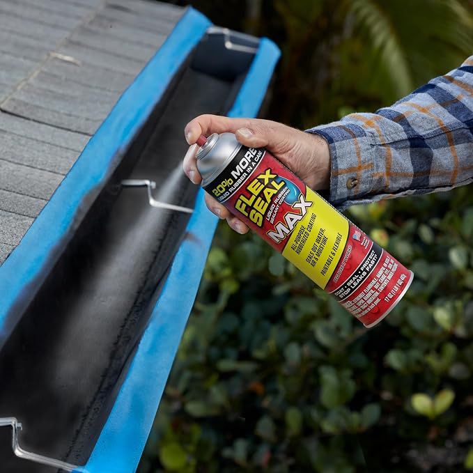 Flex Seal MAX, 17 oz, 1-Pack, White, Stop Leaks Instantly, Waterproof Rubber Spray On Sealant Coating, Perfect for Gutters, Wood, RV, Campers, Roof Repair, Skylights, Windows, and More
