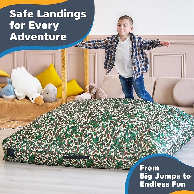 SaferBounce Crash Pad for Kids Sensory | Big 5Ft x 5Ft, 3Ft x 4Ft Or 3Ft x 3Ft | Autism Sensory Crash Mat for Jumping Play | Crashpad | Soft Foam Landing Pad | Giant Mat Pillow | Climbing, Gymnastics