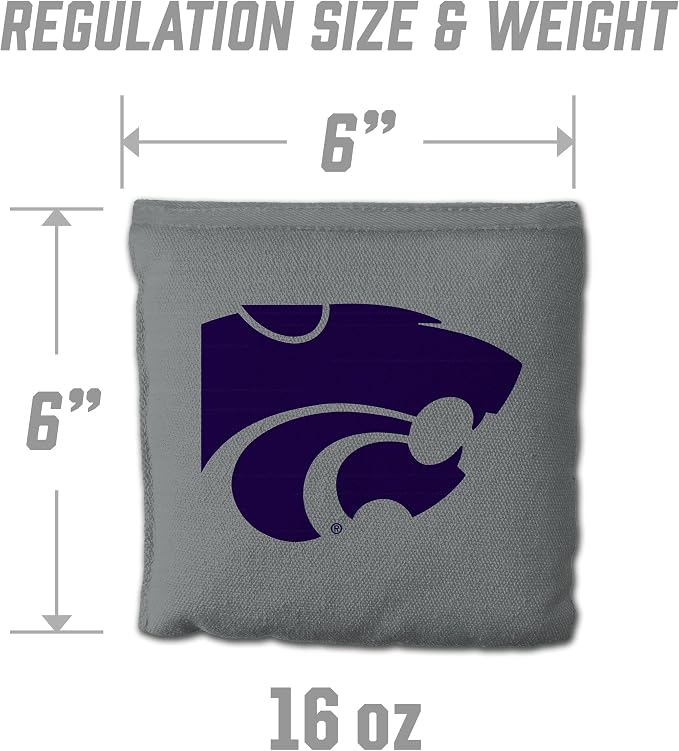 YouTheFan Officially-Licensed NCAA Set of 8 Cornhole Bags - All Weather Dual Sided Slide & Stop - Regulation Size with Carry case