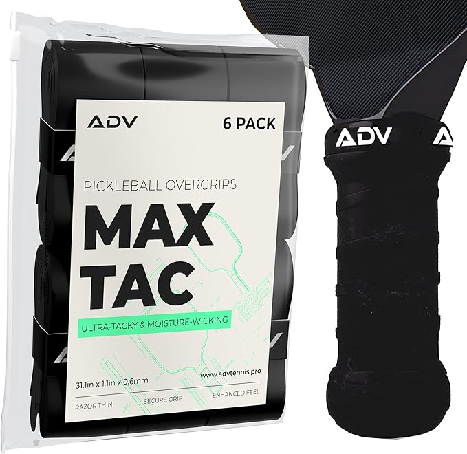 ADV MaxTac Tacky Pickleball Grip Tape - 3, 6, 12-Pack - Extremely Sticky Non-Slip Pickleball Overgrip - Razor-Thin & Easy to Use Pro Pickleball Paddle Grip Tape