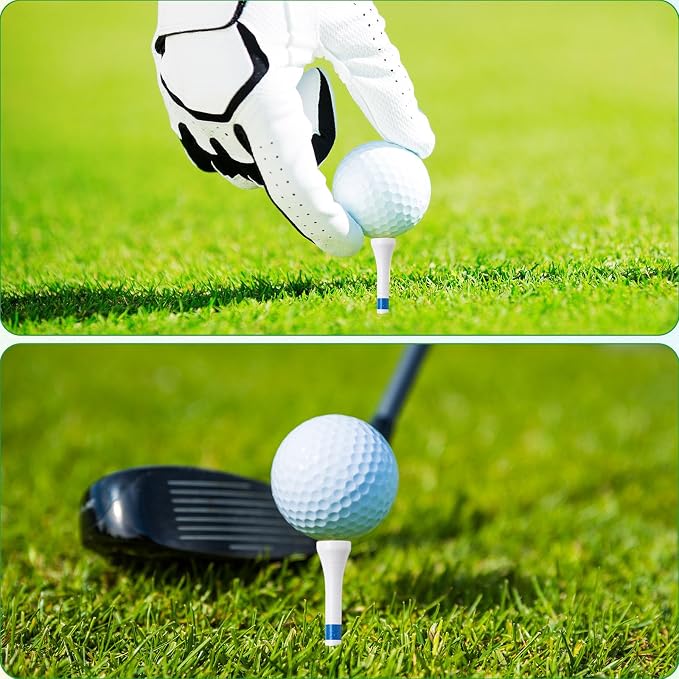 Vinsot 1000 Pcs Golf Tees Bulk 3-1/4'' Wooden Tees for Driving Range, Golf Club Accessories for Men Dad (White Blue,Lines)