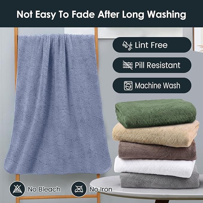 JML Microfiber Bath Towels, Ultra Soft, Super Absorbent, Fast Drying, No Fading, Large Body Towel Set for Shower, Gym, Sauna, Sport, Travel, Fitness, SPA,Yoga (Coral Fleece Blue, 30 in x 60 in)