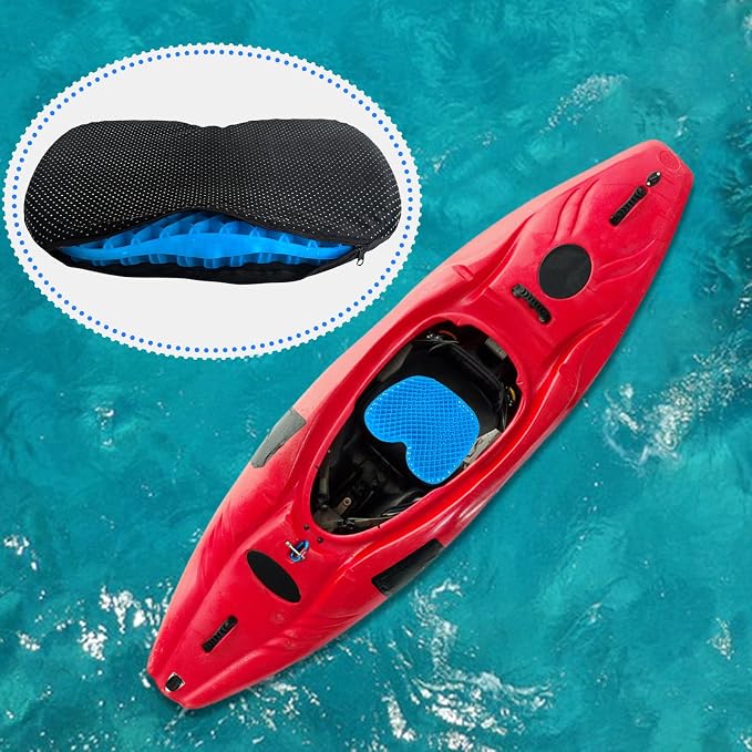 YEXEXINM 2 Pack Anti Slip Kayak Seat Cushion Thick Waterproof-Gel Breathable U Shape Seats Pad with Non-Slip Cover for Sit in Inflatable Kayak Canoe & Boat Kayak Accessories for Fishing Kayak