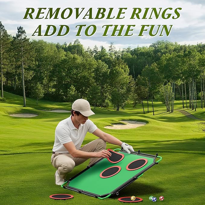 IGRL Golf Game, Golf Chipping Game Set with 4 Adjustable Angles & Sturdy Metal Tube, Portable Golf Target Game for Adults with Club, Balls, Mat & Carry Bag, Indoor Outdoor Backyard Lawn Gifts for Men