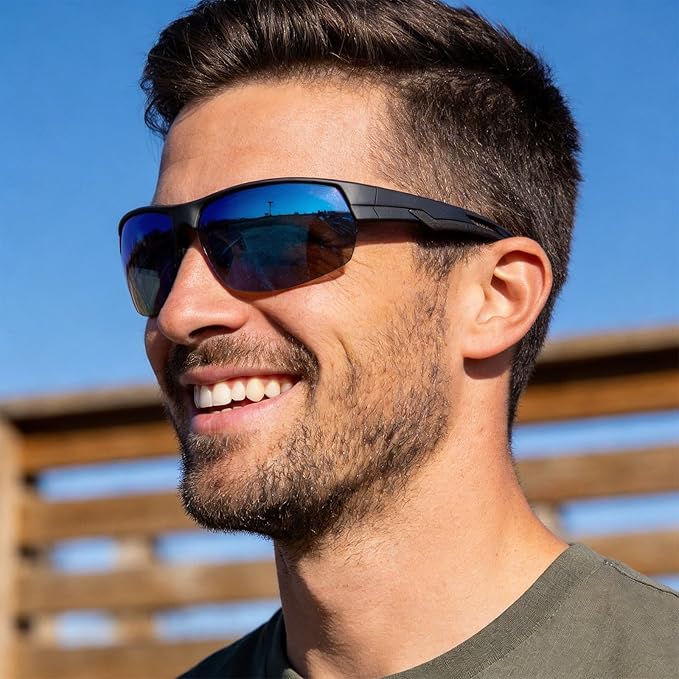 Missfive 2 Pack Mens Preferred Bifocal Sunglasses with Readers Built in, Sporty Semi-Rimless Wrap Dark Reading Glasses UV400 Protection, Adjustable Nose Pad Sun Reader for Outdoor/Driving +1.75