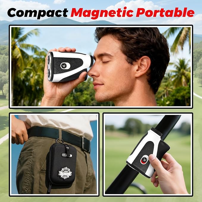 Golf Rangefinder with Slope - 1200 Yards Range Finder for Golfing/Hunting, 7X Magnification, Flag Pole Locking Vibration, Rechargeable Range Finders with Magnet Stripe, Best Golf Accessories Gift