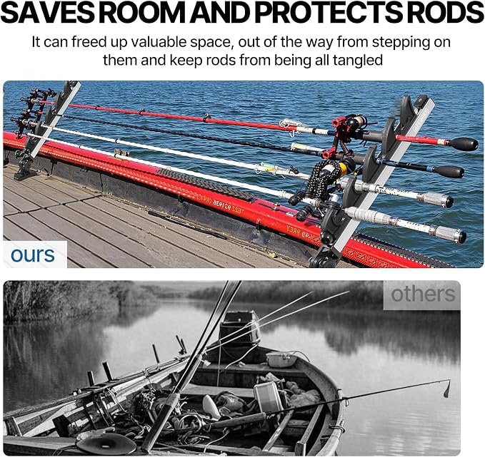 Fishing Rod Holder for Boat, Crappie Rod Holder for Transportation & Storage，180° Adjustable Angler Accessory for Fishing Boat & Pontoon boat (4 Rod)