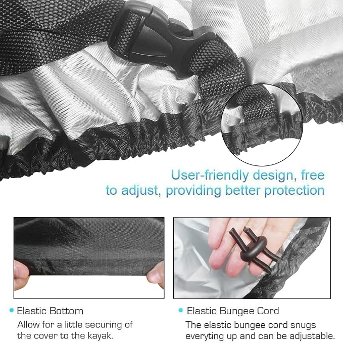 420D Durable 2.6m-6m/7.8-18ft,7 Sizes, 9 Color Durable Kayak Cover Canoe Cockpit Dust Cover, Waterproof UV Sunblock Shield Protector for Fishing Boat,Kayak,Canoe,Paddle Board