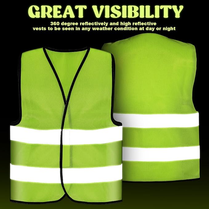 Zhanmai 40 Pcs Kids Safety Vest Bulk High Visibility Reflective Construction Vest with Strips Neon for Traffic Child Outdoor (Yellow)