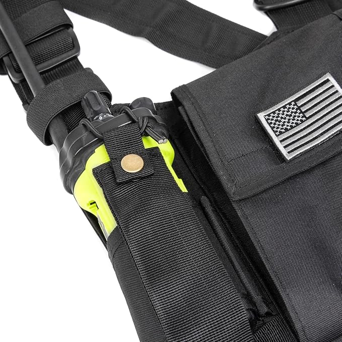 LUITON Radio Chest Harness with Reflective Strips Shoulder Holster Radio Vest Holder Two Way Radio Vest Rig Walkie Talkie Case with Front Pack Pouch for Motorola/Midland/Baofeng/Retevis(2 Pack)