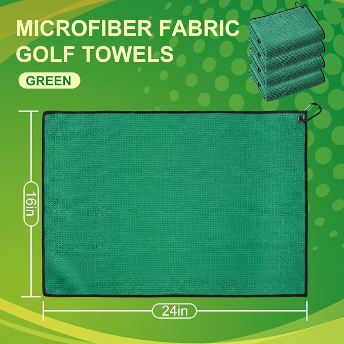 Batiyeer Golf Towels Bulk for Bags 16'' x 24'' Microfiber Waffle Pattern Golf Towels Trifold with Clip for Hiking,Tournament, Yoga