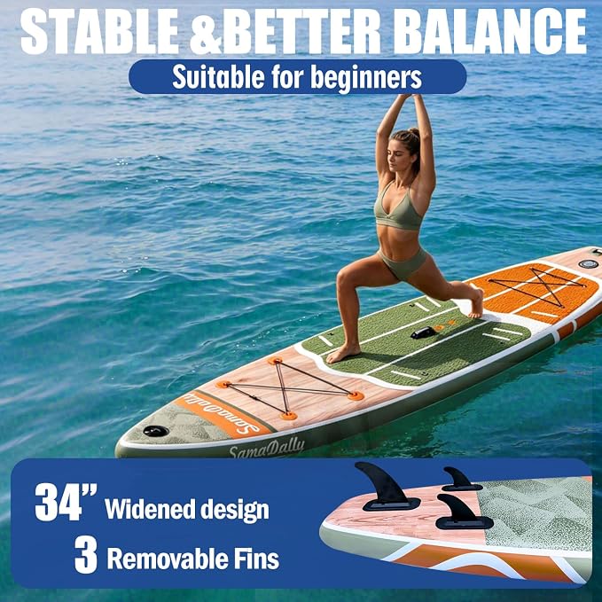 Inflatable Stand Up Paddle Board - Ultra Stable Wide Paddle Boards of All Skill Levels, Full-Color Gradient Design, Anti-Slip EVA Deck with Premium Accessories